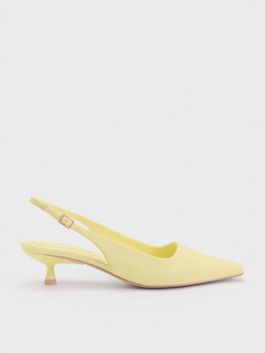 Γοβεσ Charles And Keith Vita Square-toe Slingback κίτρινα | 61894-CXWS