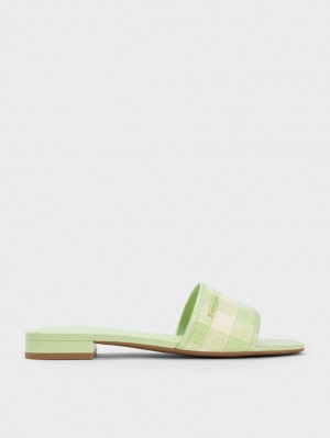 Σανδαλια Charles And Keith Woven Gingham πρασινο | 47836-DIXY