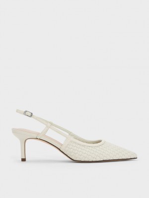 Γοβεσ Charles And Keith Woven Slingback ασπρα | 07286-GSKW
