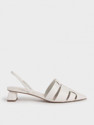 Γοβεσ Charles And Keith Woven Slingback ασπρα | 20497-BDUE