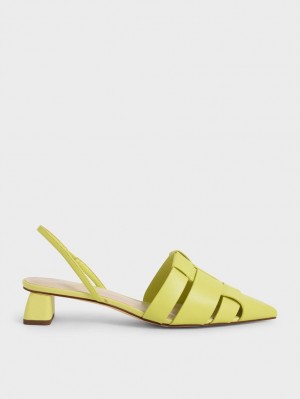Γοβεσ Charles And Keith Woven Slingback ανοιχτο πρασινο | 36071-ALMK