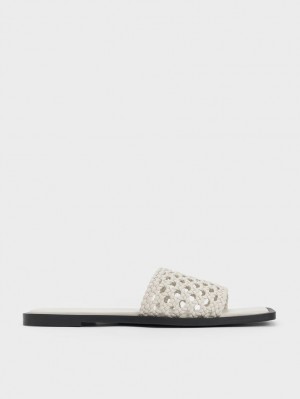Σαγιοναρεσ Charles And Keith Woven Square-toe ασπρα | 42179-URMW