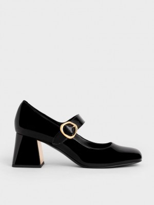 Γοβεσ Charles And Keith λουστρινι Buckled Mary Jane μαυρα | 60823-WTZN