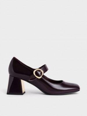 Γοβεσ Charles And Keith λουστρινι Buckled Mary Jane μπορντο | 42395-MTRF