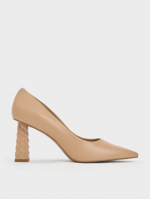 Γοβεσ Charles And Keith Καπιτονέ Heel Pointed-toe Μπεζ | 76045-DBEY