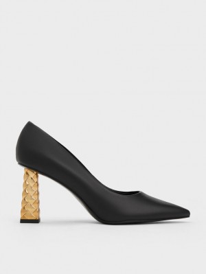 Γοβεσ Charles And Keith Καπιτονέ Heel Pointed-toe μαυρα | 92058-BRZC