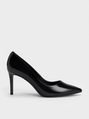 Γοβεσ Charles And Keith λουστρινι Pointed toe Stiletto μαυρα | 87546-SKVR