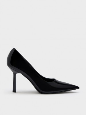Γοβεσ Charles And Keith λουστρινι Pointed-toe μαυρα | 32784-RBXW