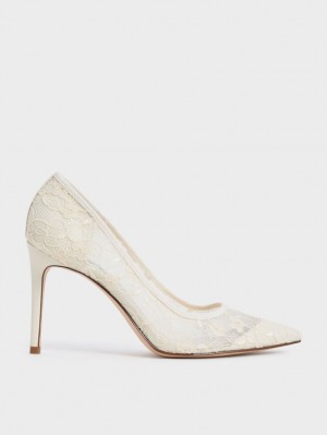 Γοβεσ Charles And Keith δαντελα Stiletto κρέμα | 32186-JIHB
