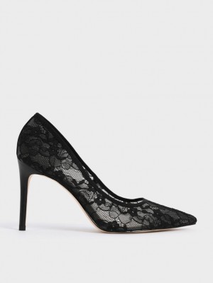 Γοβεσ Charles And Keith δαντελα Stiletto μαυρα | 79618-MZSA