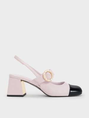 Γοβεσ Charles And Keith λουστρινι Two-Tone Pearl πόρπης Slingback μωβ | 45397-BXEM