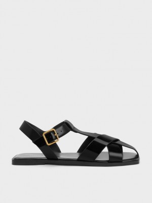 Σανδαλια Charles And Keith λουστρινι strappy Crossover μαυρα | 53162-ZEWF