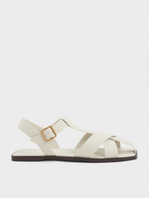 Σανδαλια Charles And Keith strappy Crossover ασπρα | 41573-GIZN