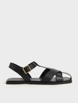 Σανδαλια Charles And Keith strappy Crossover μαυρα | 89074-PGST