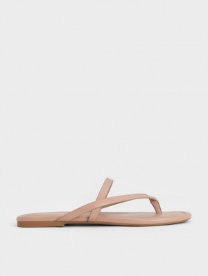 Σανδαλια Charles And Keith strappy Στρινγκ Μπεζ | 64973-KTLH