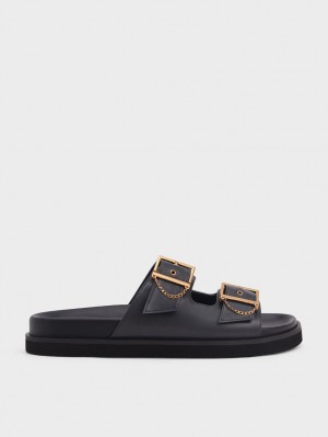 Σανδάλια Slide Charles And Keith Chain-Link Buckled σκούρο μπλε | 89201-KOEN