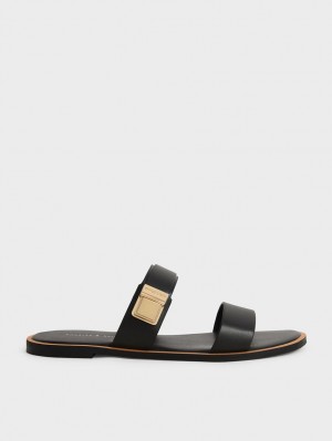 Σανδάλια Slide Charles And Keith Dove Metallic πόρπης μαυρα | 80471-YEMS