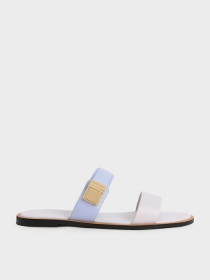 Σανδάλια Slide Charles And Keith Dove Metallic πόρπης ανοιχτο μπλε | 82631-QIMO