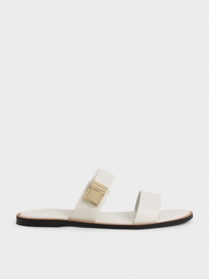 Σανδάλια Slide Charles And Keith Dove Metallic πόρπης ασπρα | 53621-JDQS