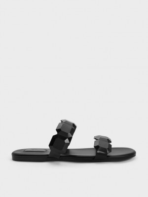 Σανδάλια Slide Charles And Keith Fia Gem-λουρακια μαυρα | 01354-MCOH