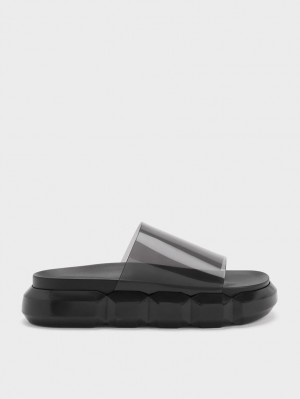Σανδάλια Slide Charles And Keith Fia See-Through μαυρα | 82516-VOZE