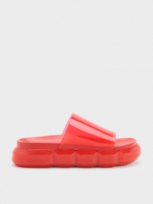 Σανδάλια Slide Charles And Keith Fia See-Through κοκκινα | 61534-UDBI