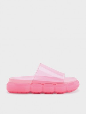 Σανδάλια Slide Charles And Keith Fia See-Through ανοιχτο ροζ | 57391-SYWC
