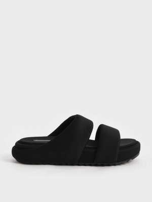 Σανδάλια Slide Charles And Keith Recycled Polyester Με Επένδυση μαυρα | 26319-NUJE