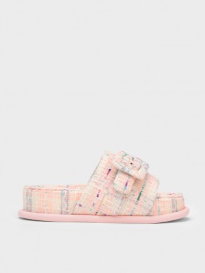 Σανδάλια Slide Charles And Keith Sinead Tweed Buckled Πολύχρωμο | 86594-CTQW