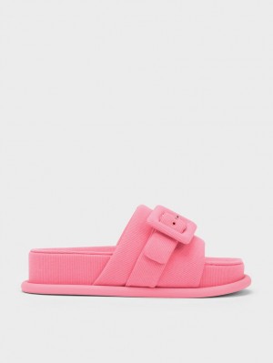 Σανδάλια Slide Charles And Keith Sinead Woven Buckled ροζ | 26137-VIFZ