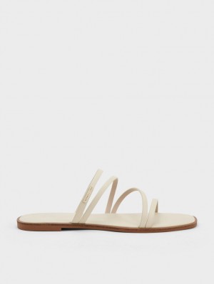 Σανδάλια Slide Charles And Keith lliana strappy ασπρα | 64728-FPGZ
