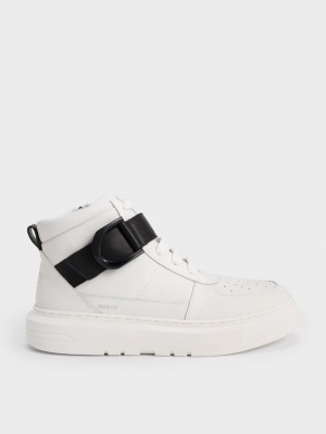 Ψηλα Sneakers Charles And Keith Gabine δερματινα ασπρα | 37820-GFHL