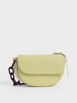 τσάντεσ ώμου Charles And Keith Alden Half-Moon ανοιχτο πρασινο | 02915-DGCZ