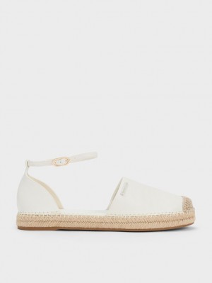 Παπουτσια Μπαλαρινεσ Charles And Keith Ankle-λουρακια εσπαντριγιεσ ασπρα | 20195-DAOY