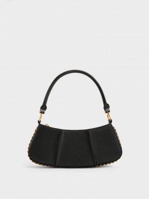 τσάντεσ ώμου Charles And Keith Arlys Curved μαυρα | 01835-AMNL