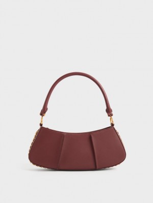 τσάντεσ ώμου Charles And Keith Arlys Curved σοκολάτα | 91572-AXSZ
