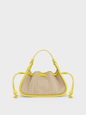 τσαντα χειροσ Charles And Keith Ashby Raffia Curved κίτρινα | 36489-EKQN