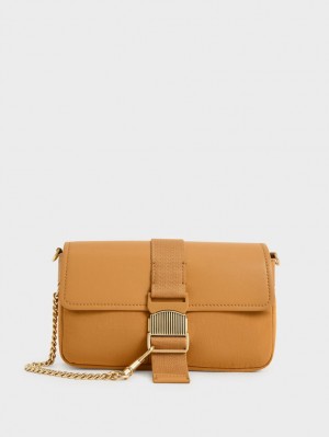 τσάντεσ ώμου Charles And Keith Aspen Metallic Belt πόρπης πορτοκαλι | 65097-WROP