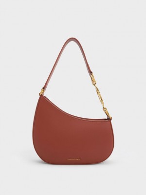 τσάντεσ ώμου Charles And Keith Asymmetrical καφε | 81540-HPEW