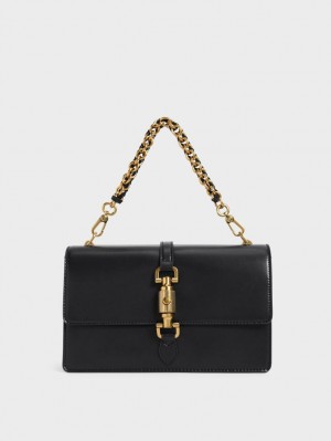 τσαντα χειροσ Charles And Keith Atlas Push-Lock Braided μαυρα | 26801-JWKG