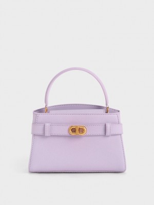 τσαντα χειροσ Charles And Keith Aubrielle Metallic πόρπης Top μωβ | 24901-WNSD