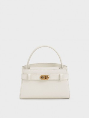 τσαντα χειροσ Charles And Keith Aubrielle Metallic πόρπης Top κρέμα | 73462-ESUD