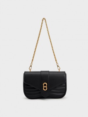 τσάντεσ χιαστί Charles And Keith Aubrielle Panelled μαυρα | 67593-TXDP