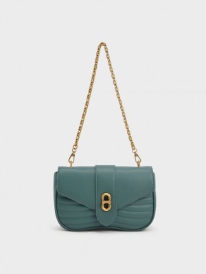 τσάντεσ χιαστί Charles And Keith Aubrielle Panelled τυρκουάζ | 25061-DNVC