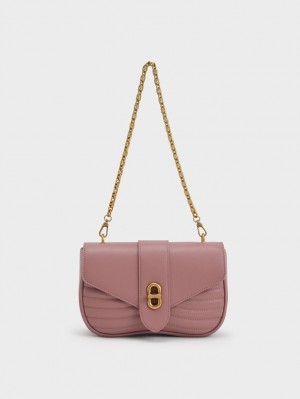 τσάντεσ χιαστί Charles And Keith Aubrielle Panelled μωβ | 81635-JVBN