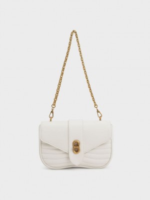 τσάντεσ χιαστί Charles And Keith Aubrielle Panelled κρέμα | 20915-ZSJE