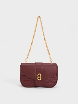 τσάντεσ χιαστί Charles And Keith Aubrielle Panelled μπορντο | 67195-AYQR