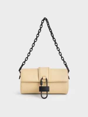 τσάντεσ ώμου Charles And Keith Balta Chain-Link Belted Μπεζ | 98213-JPDR