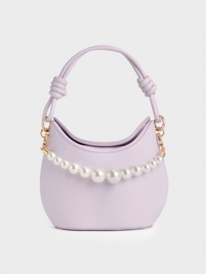 τσαντα χειροσ Charles And Keith Bead-Embellished Knotted μωβ | 14052-IANP