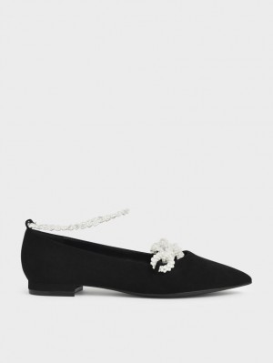 Παπουτσια Μπαλαρινεσ Charles And Keith Beaded Mary Jane μαυρα | 43709-MATW